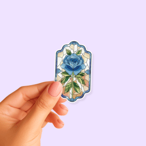 Rose en vitrail bleu