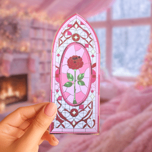 Vitrail à feuille d'or en forme de rose