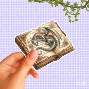 Dragon sleeping on a book