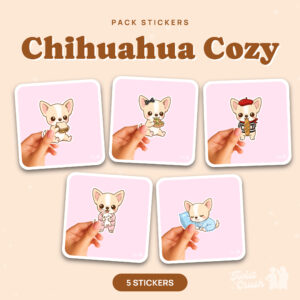Pack de 5 stickers Chihuahua Cozy